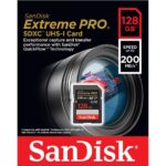 SanDisk 128GB Extreme Pro SDXC UHS-I/U3 V30 Class 10 Memory Card, Speed Up to 200MB/s (SDSDXXD-128G-GN4IN)
