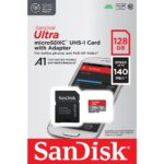 SanDisk 128GB Ultra microSDXC A1 UHS-I/U1 Class 10 Memory Card with Adapter, Speed Up to 140MB/s (SDSQUAB-128G-GN6MA)