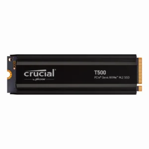 Crucial T500 1TB Gen4 NVMe M.2 Internal Gaming SSD with Heatsink, Up to 7300MB/s, PlayStation 5 Compatible + 1mo Adobe CC All Apps- CT1000T500SSD5