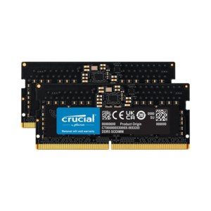 Crucial 32GB DDR5 RAM Kit (2x16GB), 5600MHz (or 5200MHz or 4800MHz) Laptop Memory 262-Pin SODIMM, Compatible with Intel Core and AMD Ryzen 7000, Black - CT2K16G56C46S5